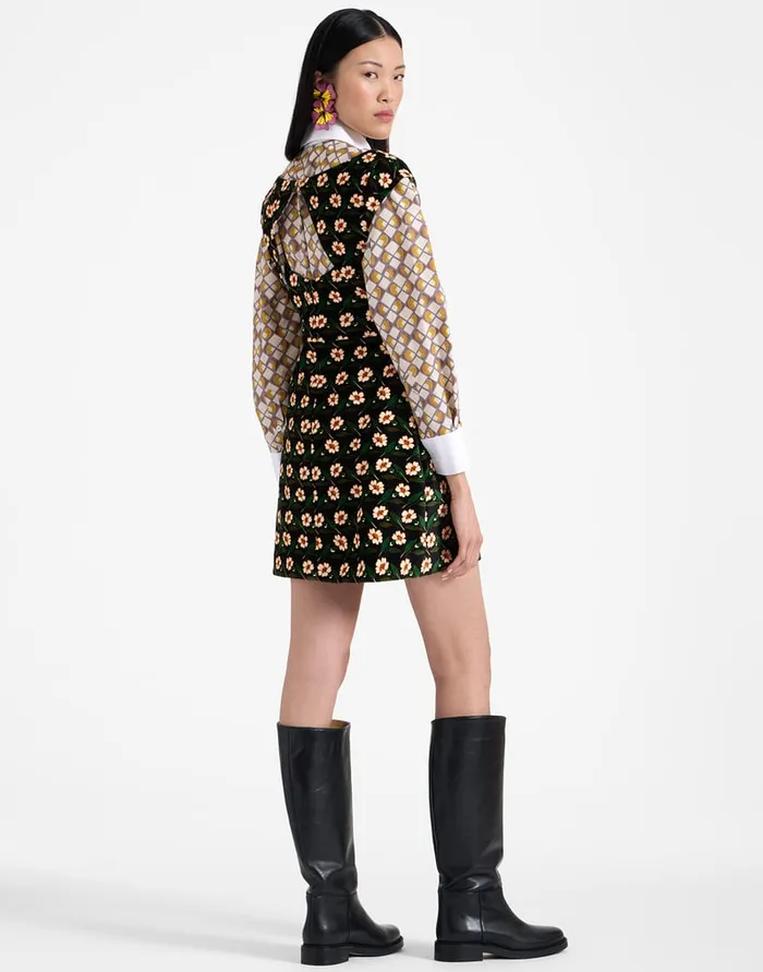 La Doublej Mini Arabesque Dress Mayfair Black In Cotton Velvet Women Dresses