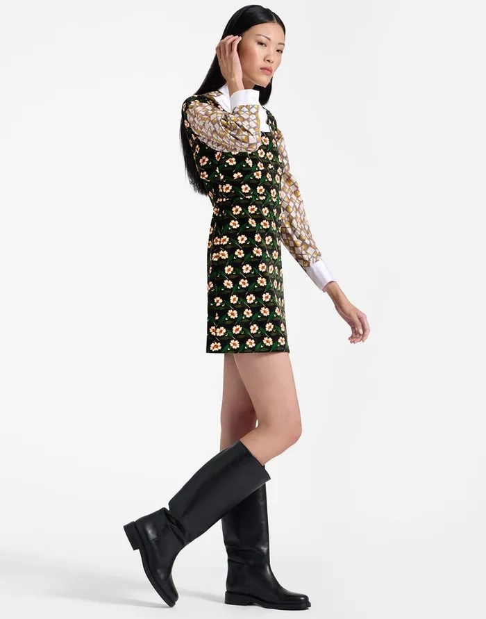 La Doublej Mini Arabesque Dress Mayfair Black In Cotton Velvet Women Dresses