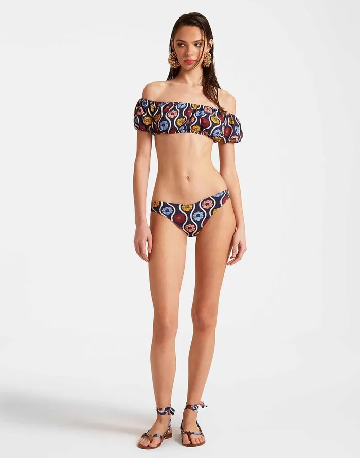 La Doublej Mirage Top Whitsun Mini Blue In Piquet Lycra Women Swimwear