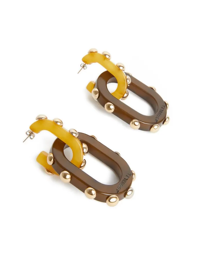 La Doublej Nefertiti Double Earrings Solid Yellow In Acrylic Resin Women Jewelry