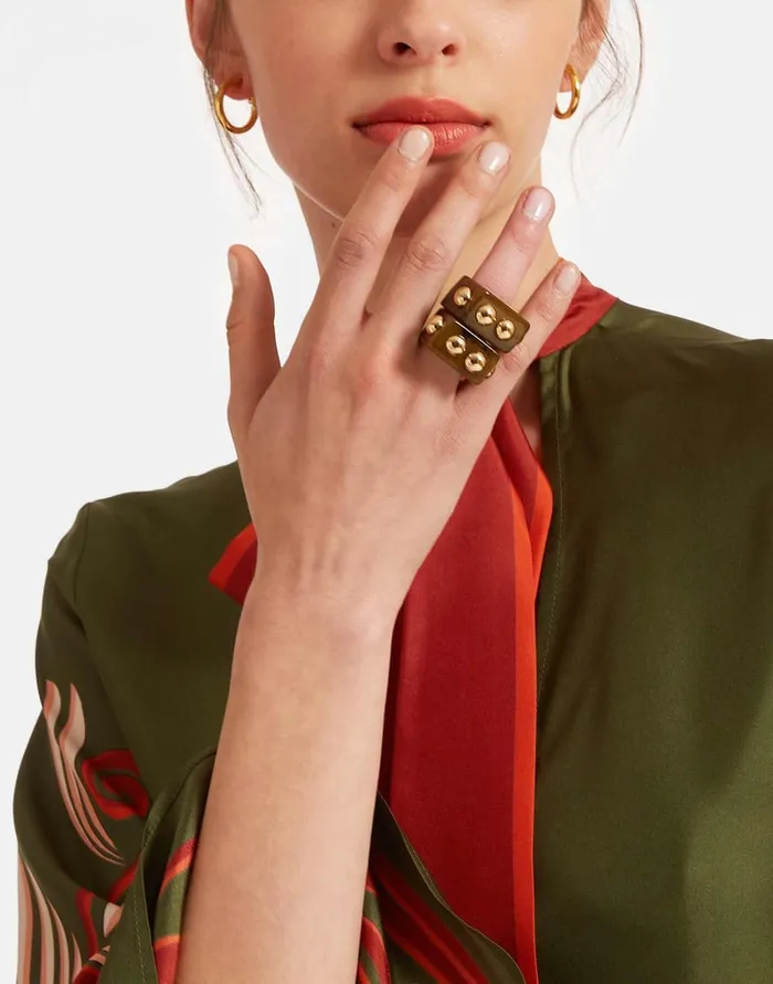 La Doublej Nefertiti Ring Solid Camouflage In Acrylic Resin Women Jewelry