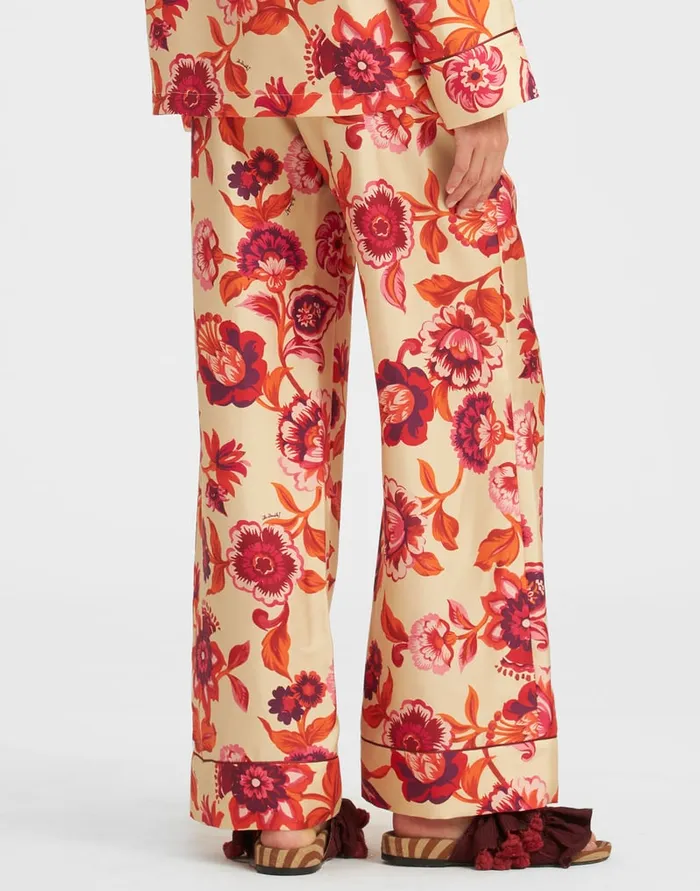 La Doublej Pajama Pants Hottie Cream In Silk Twill Women Shorts and Pants