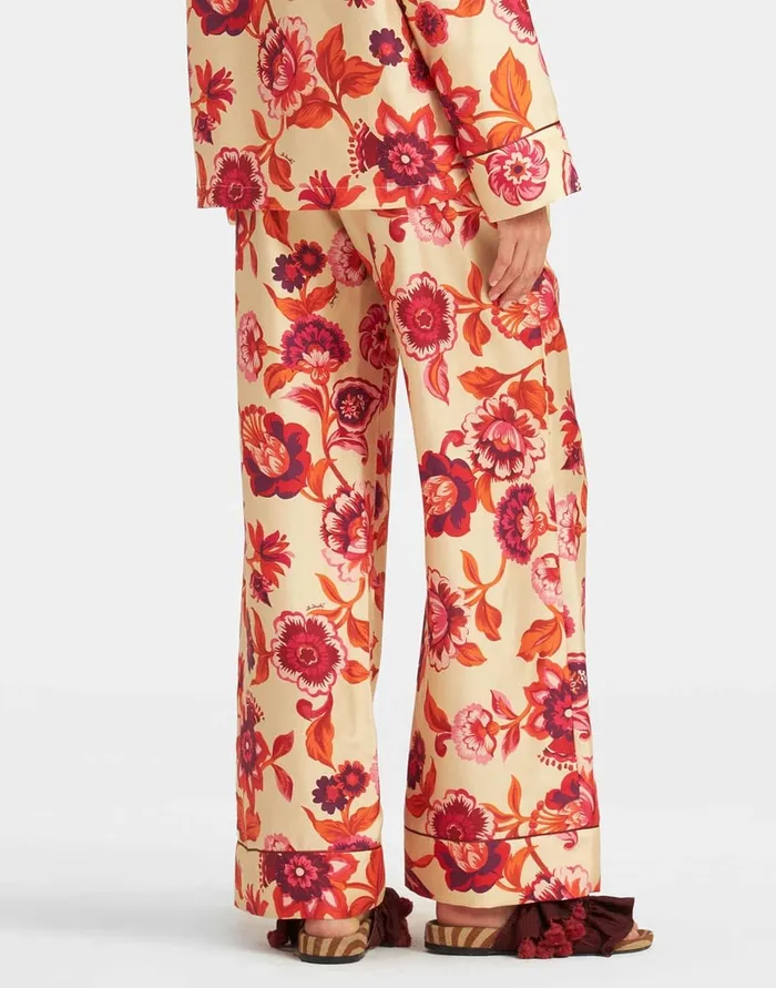 La Doublej Pajama Pants Hottie Cream In Silk Twill Women Shorts and Pants