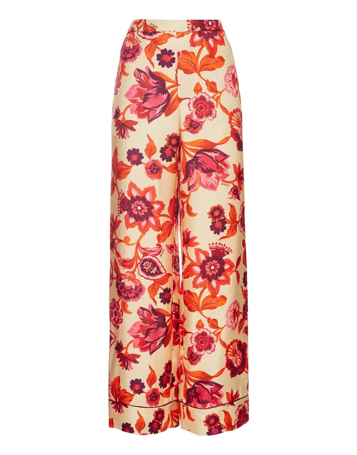 La Doublej Pajama Pants Hottie Cream In Silk Twill Women Shorts and Pants