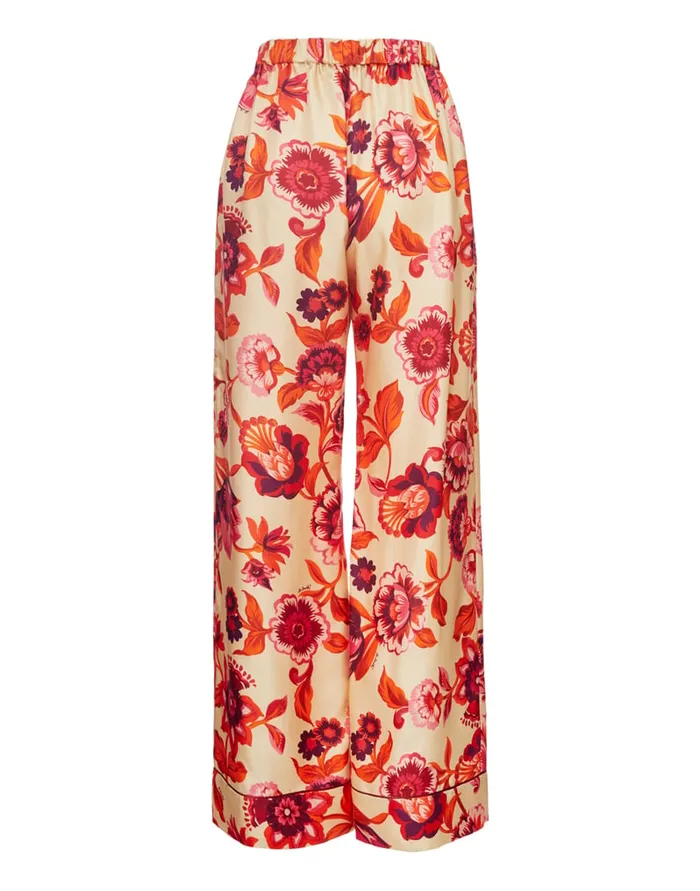 La Doublej Pajama Pants Hottie Cream In Silk Twill Women Shorts and Pants