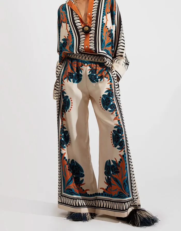 La Doublej Palazzo Pants Florence Place In Silk Twill Women Shorts and Pants