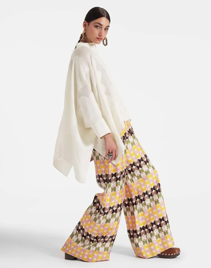 La Doublej Palazzo Pants Mezzaluna Chocolate In Twill Silk Women Shorts and Pants