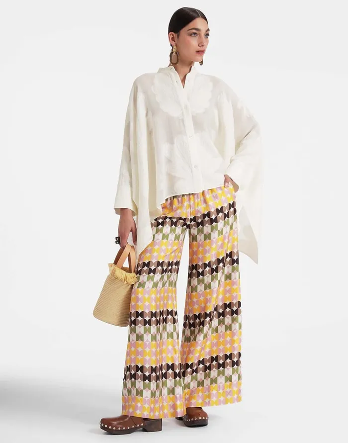 La Doublej Palazzo Pants Mezzaluna Chocolate In Twill Silk Women Shorts and Pants