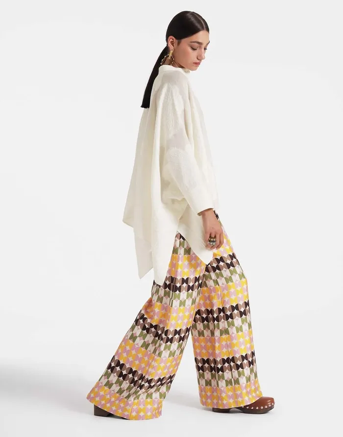 La Doublej Palazzo Pants Mezzaluna Chocolate In Twill Silk Women Shorts and Pants