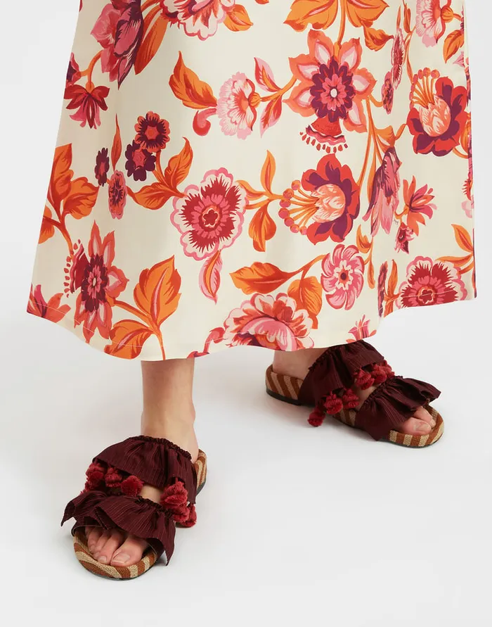La Doublej Pimento Slide Solid Bordeaux In Viscose and Jute Women Shoes