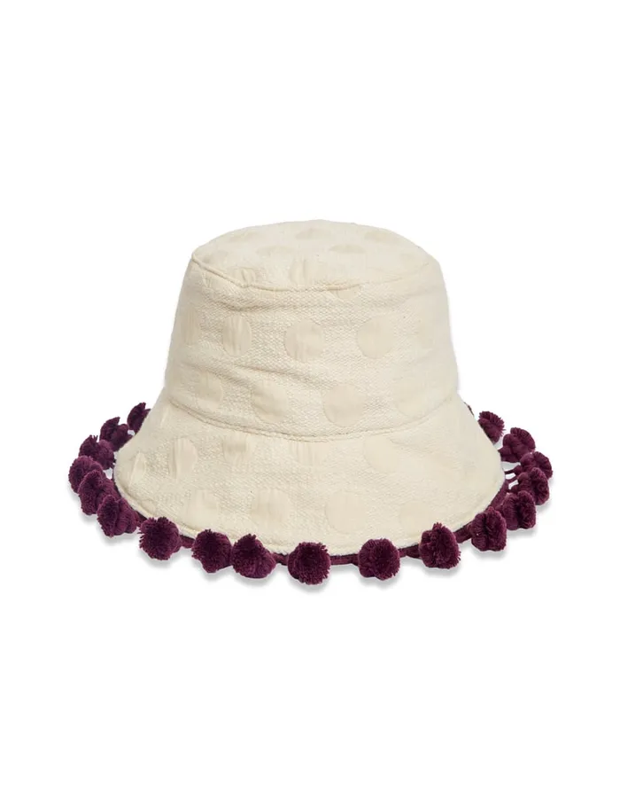 La Doublej Promenade Hat Creamy In Jacquard With Tassels Women Hats