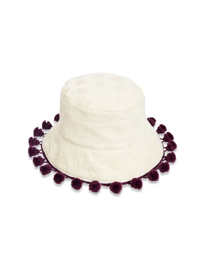 La Doublej Promenade Hat Creamy In Jacquard With Tassels Women Hats