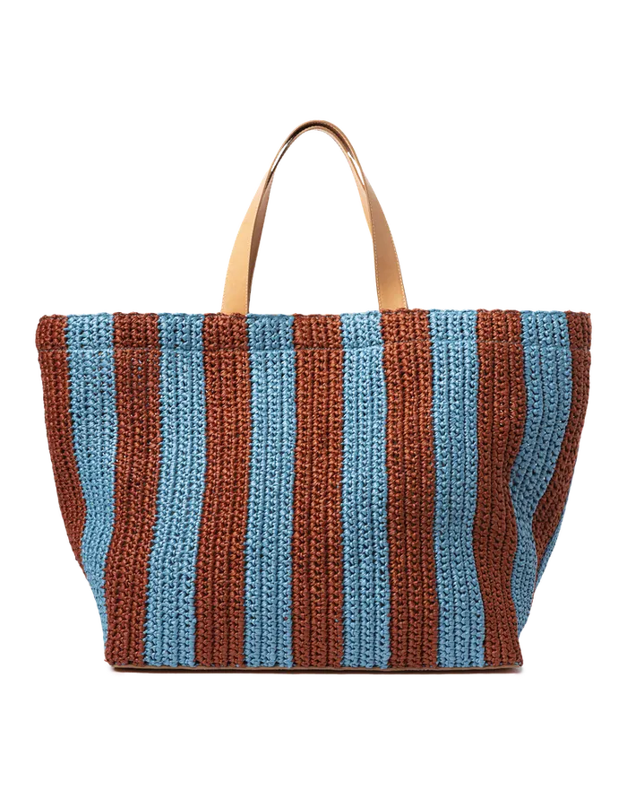 La Doublej Riviera Tote Bicolore Turchese In Raffia Crochet Women Bags and Pochettes