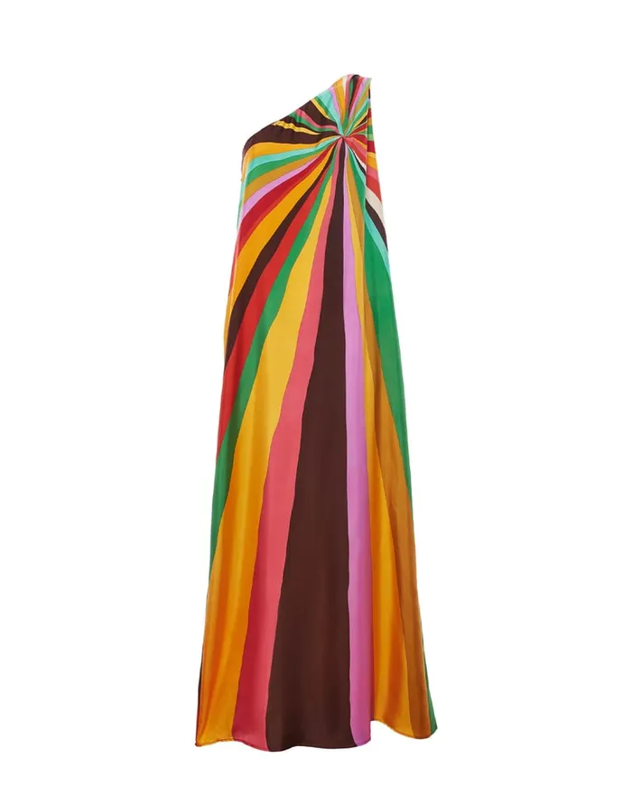 La Doublej Roy Dress Rainbow In Twill Silk Women Dresses