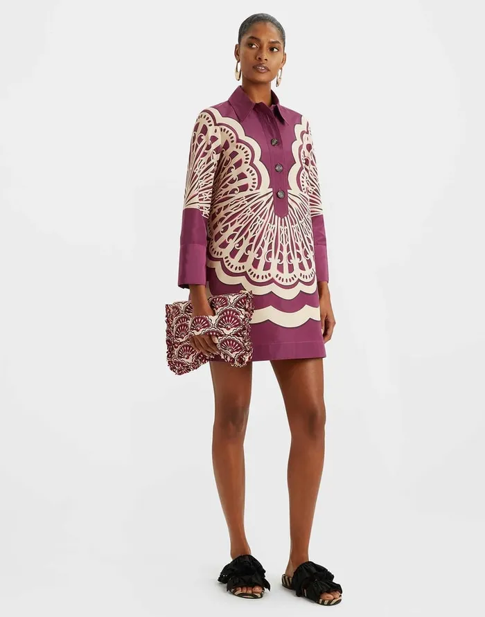La Doublej Short Artemis Dress Fans Place Purple In Faille Women Dresses