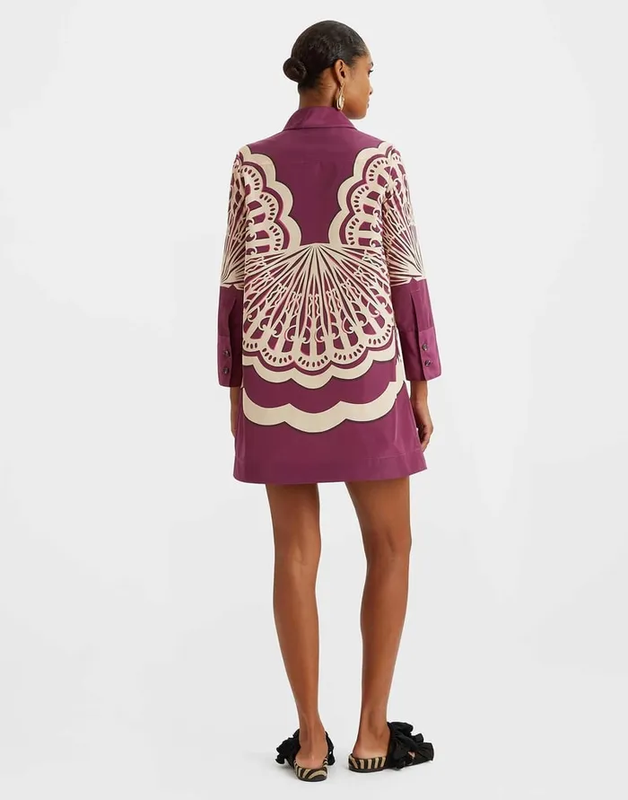 La Doublej Short Artemis Dress Fans Place Purple In Faille Women Dresses