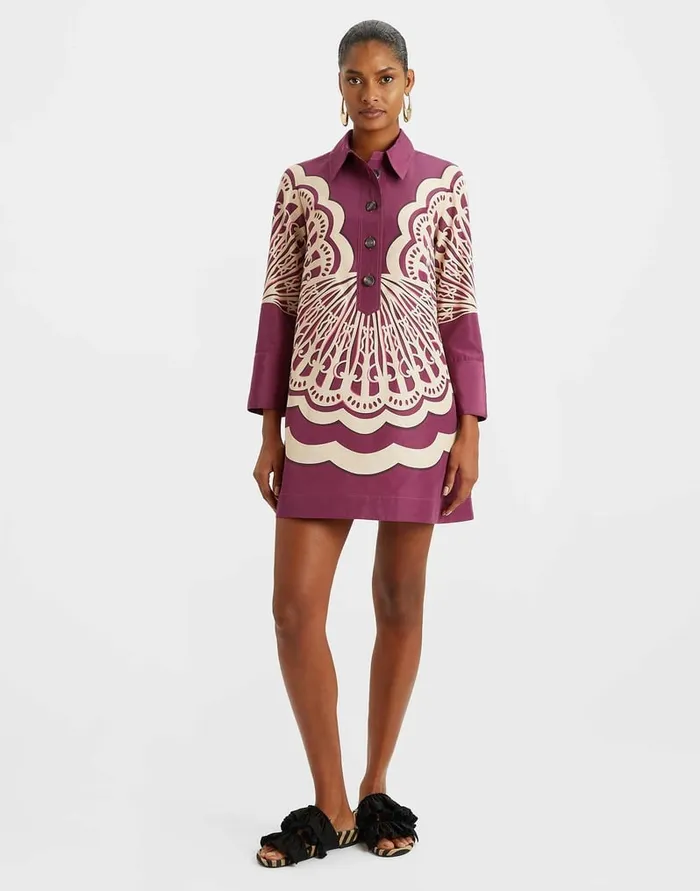 La Doublej Short Artemis Dress Fans Place Purple In Faille Women Dresses