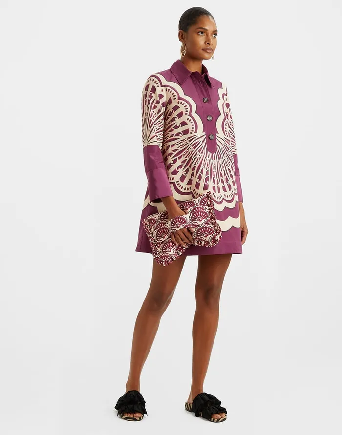 La Doublej Short Artemis Dress Fans Place Purple In Faille Women Dresses