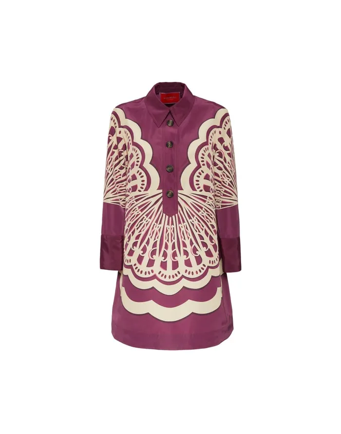 La Doublej Short Artemis Dress Fans Place Purple In Faille Women Dresses