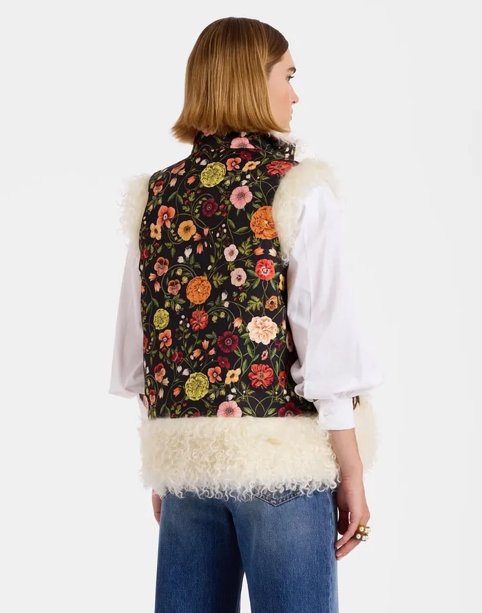 La Doublej Sleeveless Folk Jacket Botticelli Black In Compact Jersey Women Outerwear
