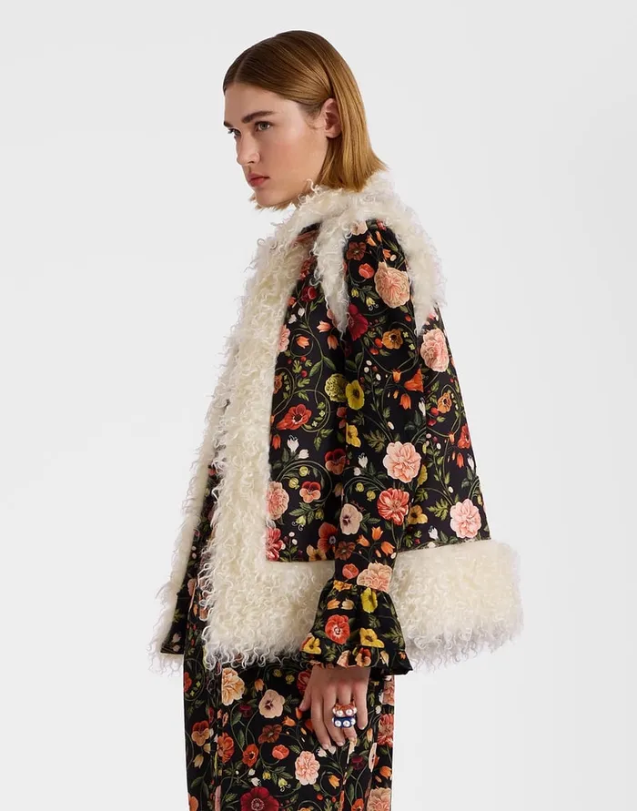 La Doublej Sleeveless Folk Jacket Botticelli Black In Compact Jersey Women Outerwear