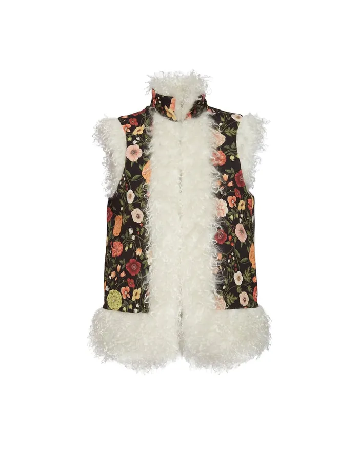 La Doublej Sleeveless Folk Jacket Botticelli Black In Compact Jersey Women Outerwear