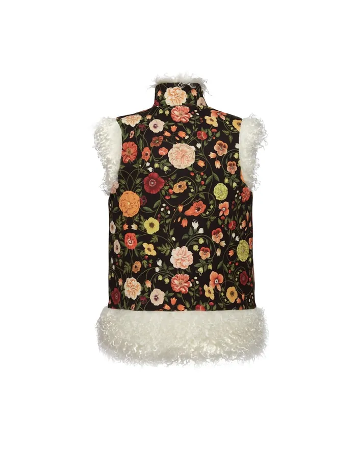 La Doublej Sleeveless Folk Jacket Botticelli Black In Compact Jersey Women Outerwear