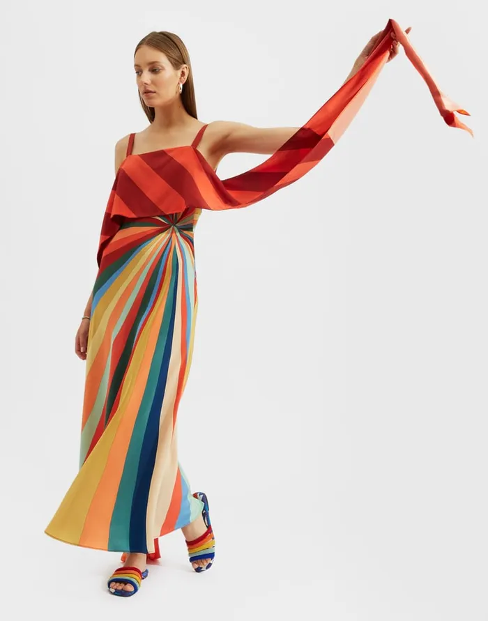 La Doublej SlipAround Dress Rainbow In Crepe De Chine Women Dresses