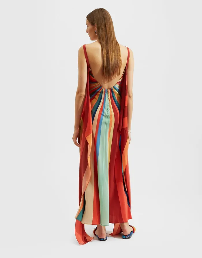 La Doublej SlipAround Dress Rainbow In Crepe De Chine Women Dresses