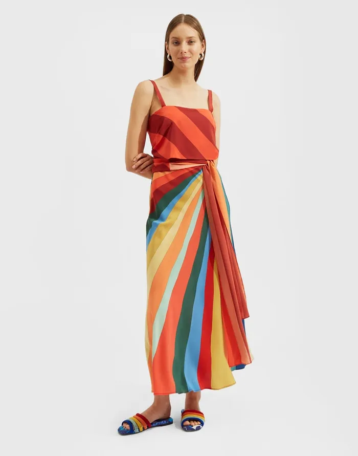 La Doublej SlipAround Dress Rainbow In Crepe De Chine Women Dresses