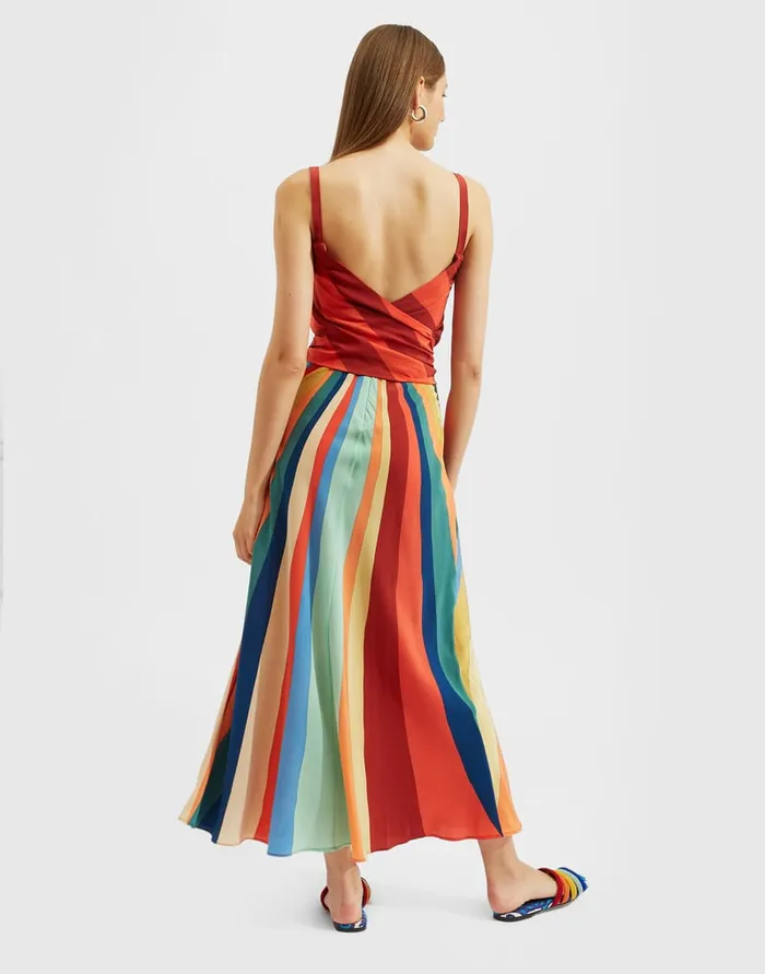 La Doublej SlipAround Dress Rainbow In Crepe De Chine Women Dresses