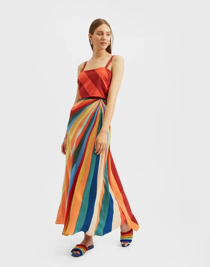 La Doublej SlipAround Dress Rainbow In Crepe De Chine Women Dresses