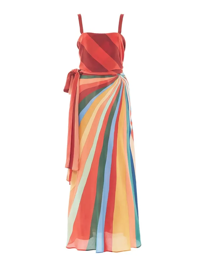 La Doublej SlipAround Dress Rainbow In Crepe De Chine Women Dresses