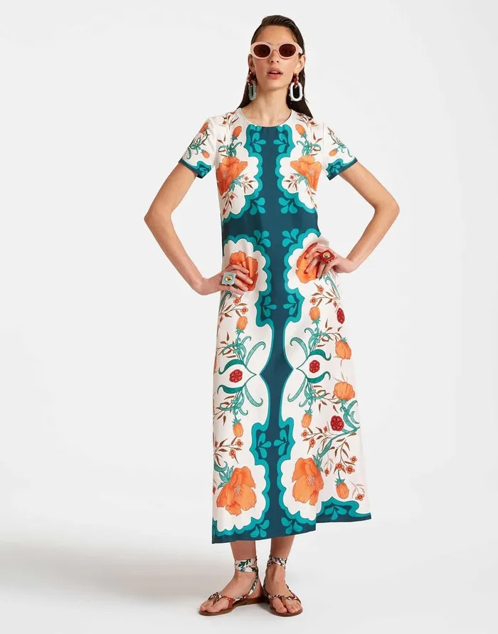 La Doublej Swing Dress Morpheus Place Orange In Silk Twill Women Dresses
