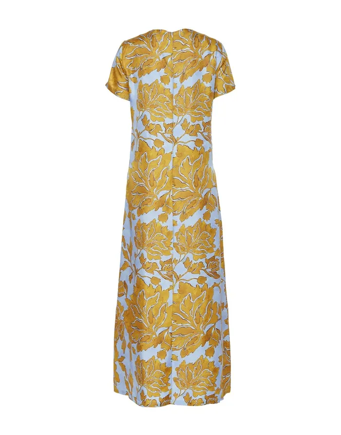 La Doublej Swing Dress Tangle Light Blue In Silk Twill Women Party Dressing