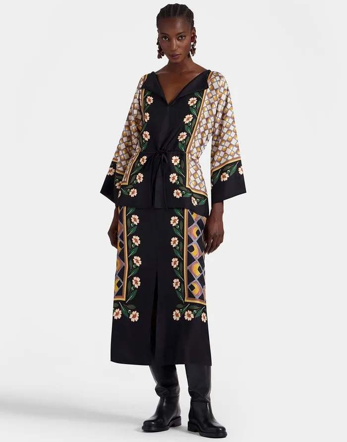 La Doublej The Apericena Dress Dazed Place Black In Silk Twill Women Party Dressing
