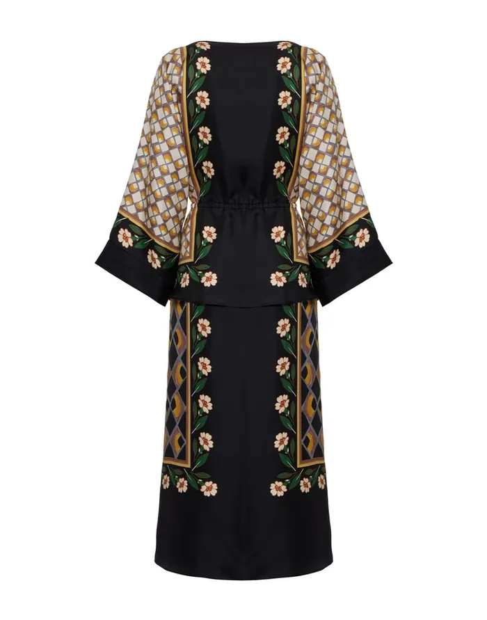 La Doublej The Apericena Dress Dazed Place Black In Silk Twill Women Party Dressing