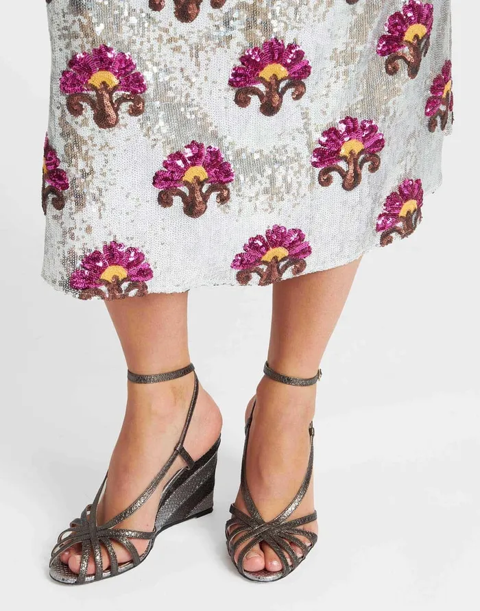 La Doublej The Weekend Wedge Anthracite In Faux Python Women Shoes