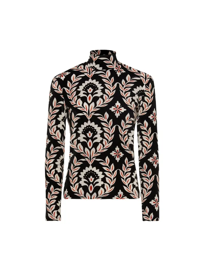 La Doublej Turtleneck Ghirlanda Black In Velvet Stretch Women Shirts and Tops