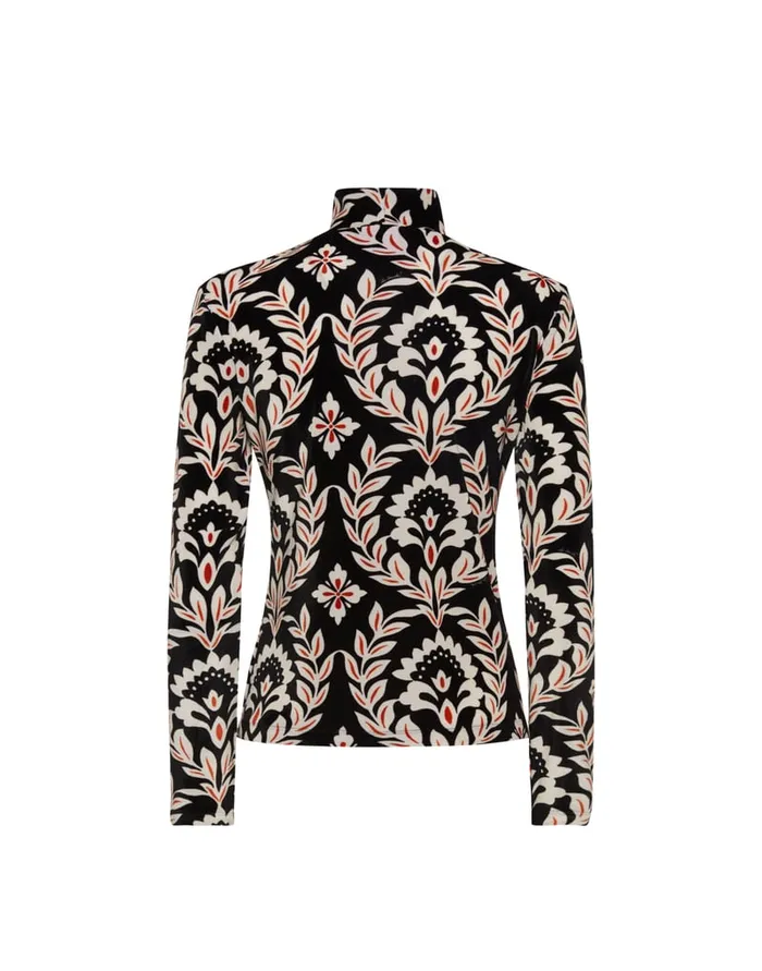 La Doublej Turtleneck Ghirlanda Black In Velvet Stretch Women Shirts and Tops