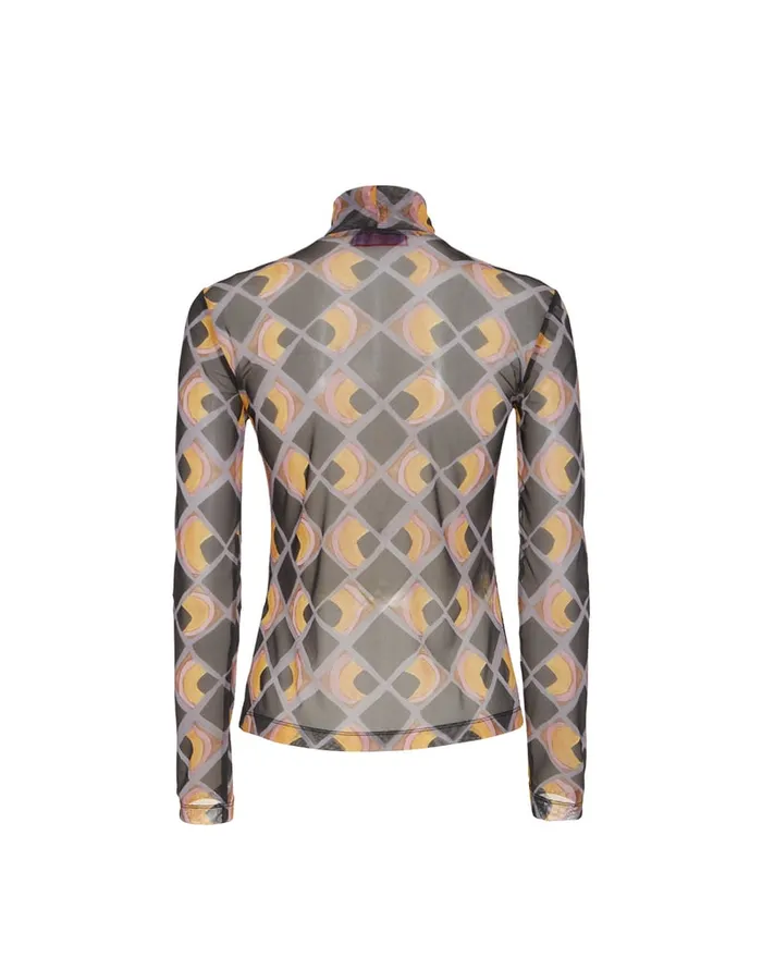La Doublej Turtleneck HalfLight Black In Mesh Women Shirts and Tops