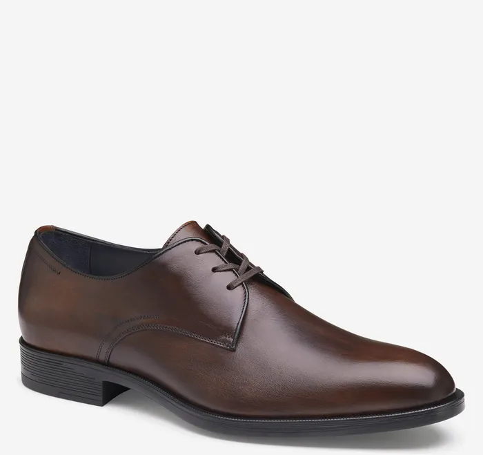 LaceUps Men Flynch Plain Toe Mahogany Italian Calfskin Johnston and Murphy
