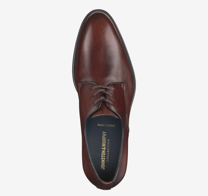 LaceUps Men Flynch Plain Toe Mahogany Italian Calfskin Johnston and Murphy