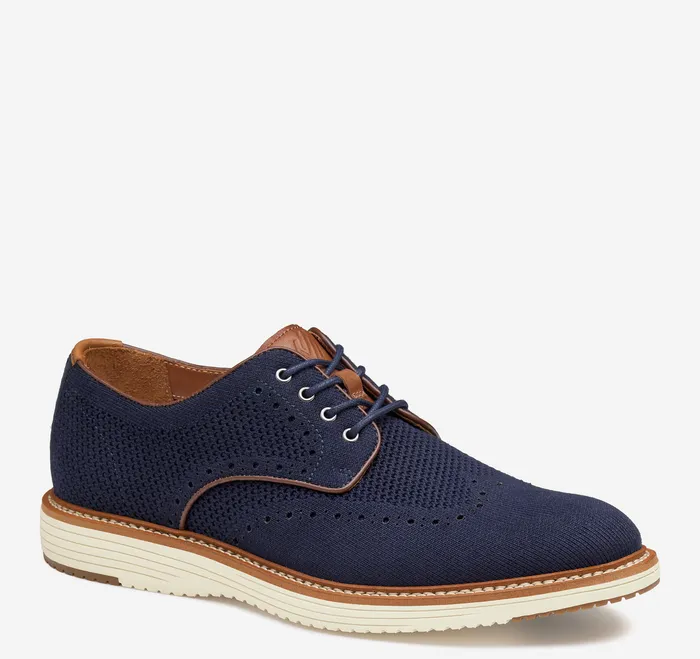 LaceUps Men Johnston and Murphy Upton Knit Wingtip Navy Knit