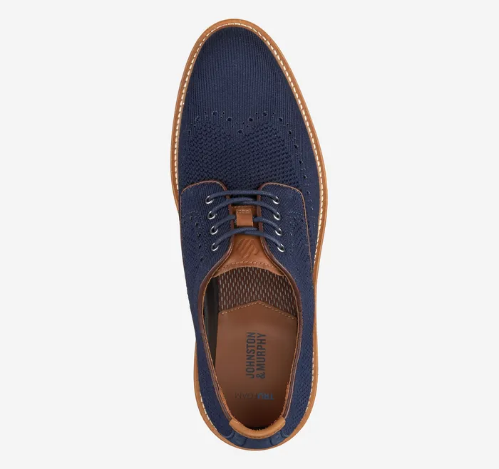 LaceUps Men Johnston and Murphy Upton Knit Wingtip Navy Knit