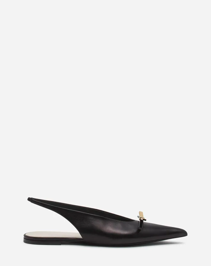 Lanvin Bow Leather Slingback Black Women Lanvin Ballerinas