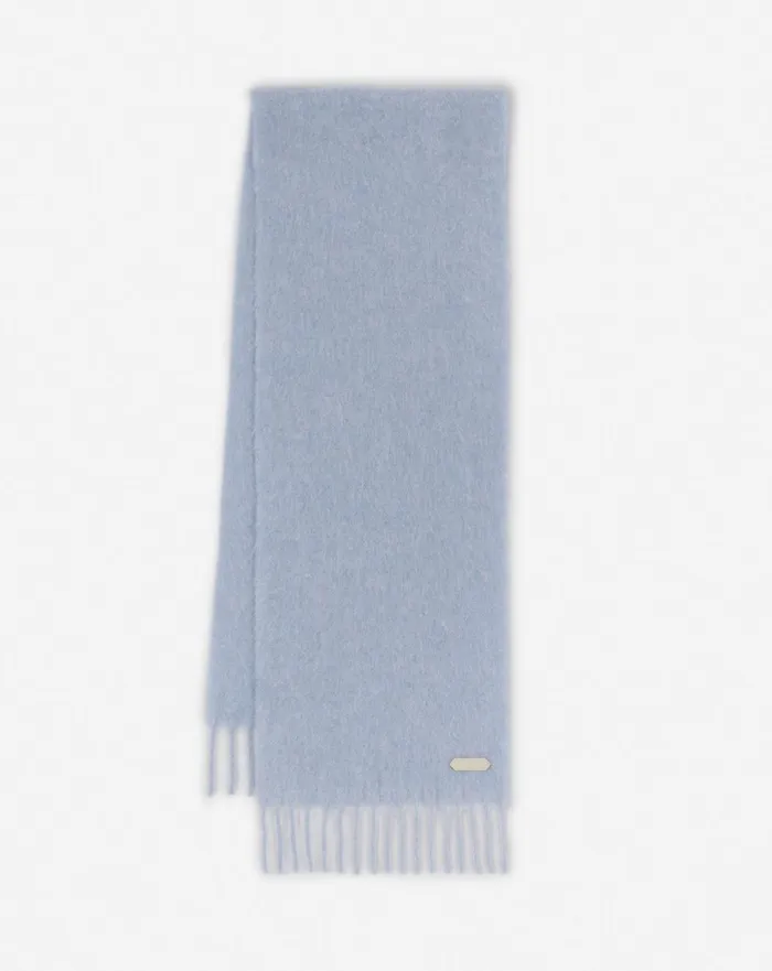 Lanvin Fringed Scarf In Wool Newlanvin Blue Men Lanvin Scarves