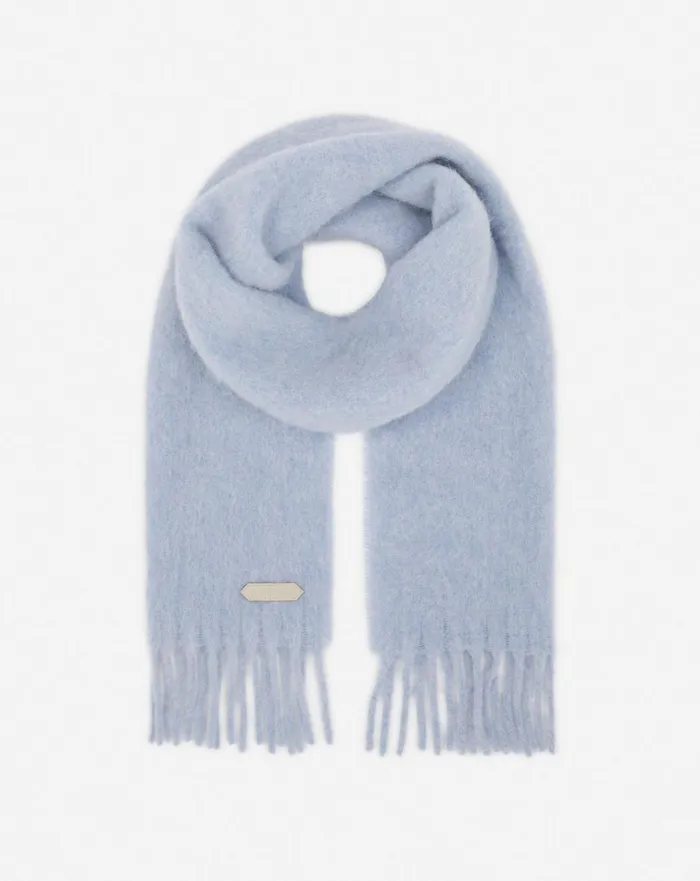 Lanvin Fringed Scarf In Wool Newlanvin Blue Men Lanvin Scarves