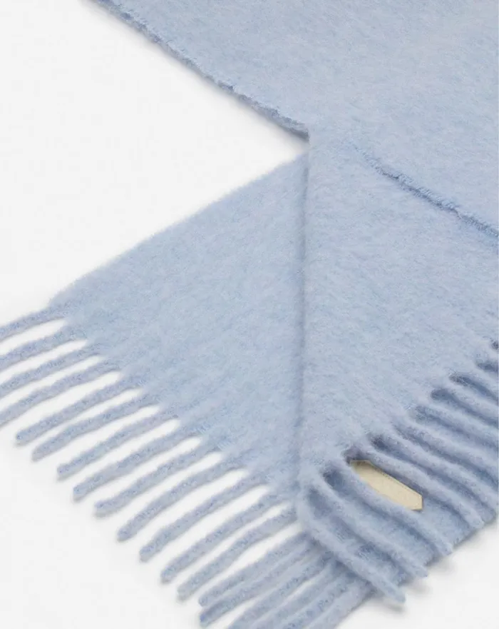 Lanvin Fringed Scarf In Wool Newlanvin Blue Men Lanvin Scarves
