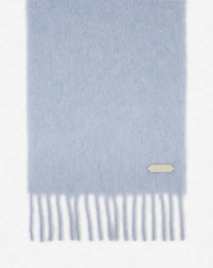 Lanvin Fringed Scarf In Wool Newlanvin Blue Men Lanvin Scarves